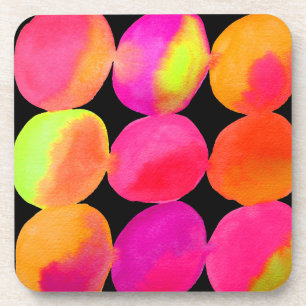 Watercolor neon pattern abstract art bright colour coaster