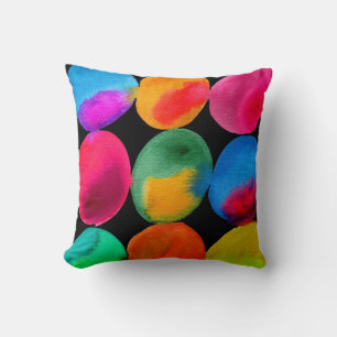 Watercolor neon spots pop art throw pillow