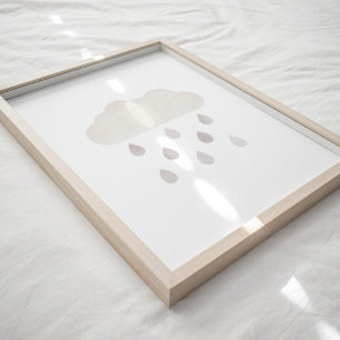Watercolor Neutral cloud and rain poster