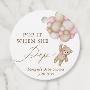 Watercolor Neutral Teddy Bear Shower Favour Tags