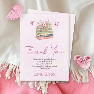Watercolor New Chapter baby girl shower Thank You