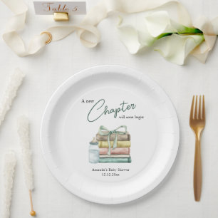 Watercolor New Chapter Baby Shower Paper Plate
