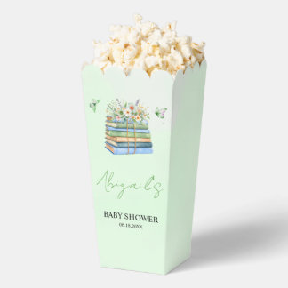 Watercolor New Chapter Begins green baby shower Favor Box