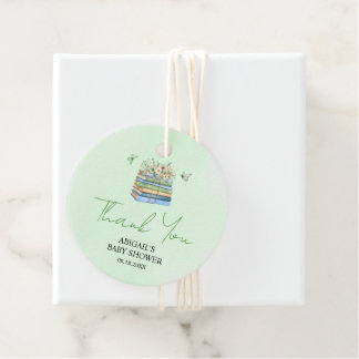 Watercolor New Chapter Begins green baby shower Favour Tags
