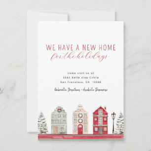 Watercolor New Home For Holidays Moving Announcement