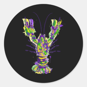 Watercolor New Orleans Mardi Gras Crawfish Classic Round Sticker