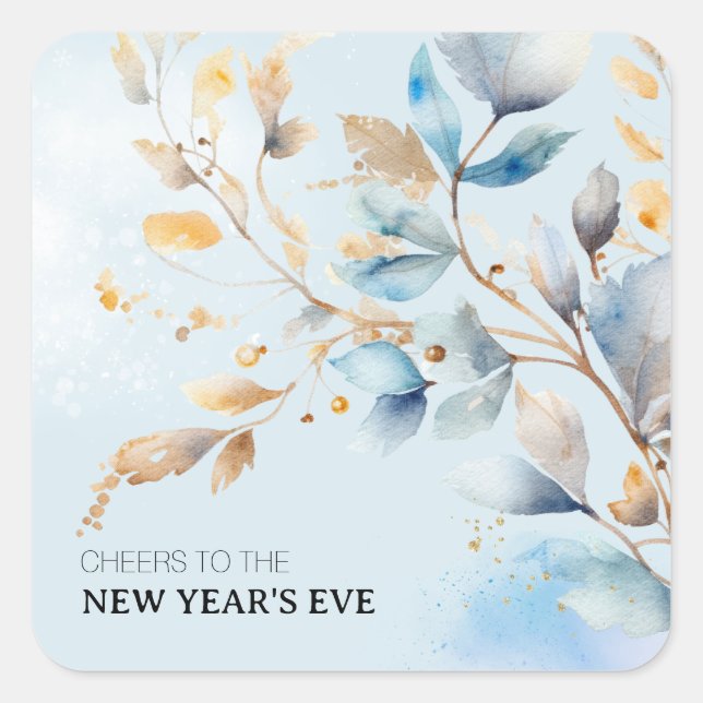 Watercolor New Year's Eve Party  Square Sticker (Front)