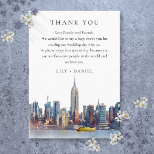Watercolor New York City Wedding Thank You Place Card