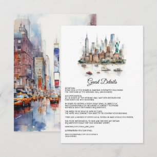 Watercolor New York Wedding Guest Details Enclosure Card