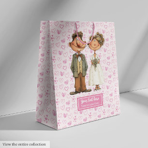 Watercolor newlyweds gift bag for wedding