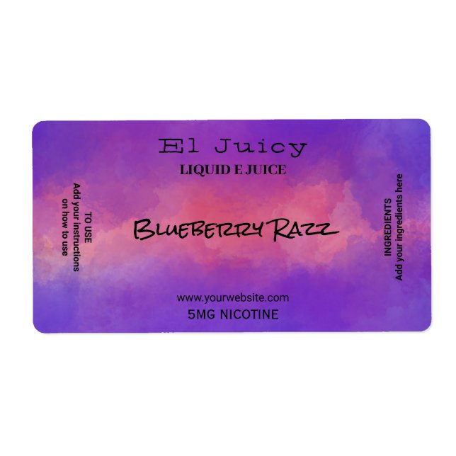 Watercolor Nicotine Vape E Juice Labels (Front)