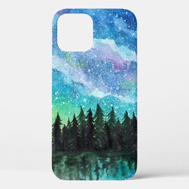 Watercolor night landscape Milky Way Case-Mate iPhone Case (Back)