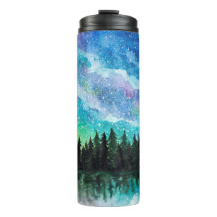 Watercolor night landscape Milky Way Thermal Tumbler