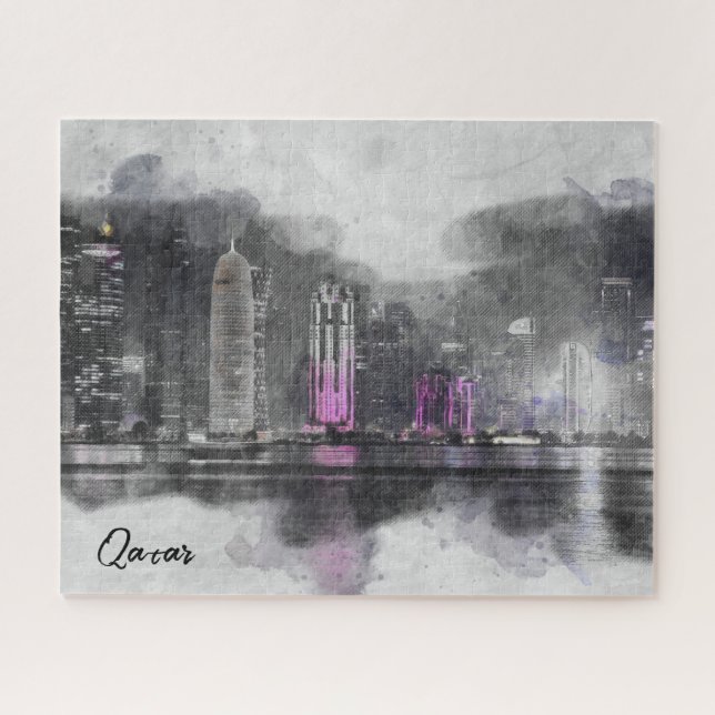 Watercolor night Qatar  Jigsaw Puzzle (Horizontal)