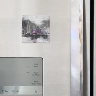 Watercolor night Qatar  Magnet