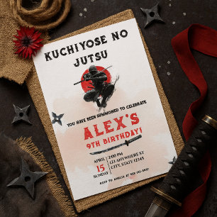 Watercolor Ninja Warrior Martial Arts Birthday Invitation