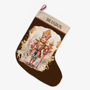 Watercolor nutcracker add name large christmas stocking