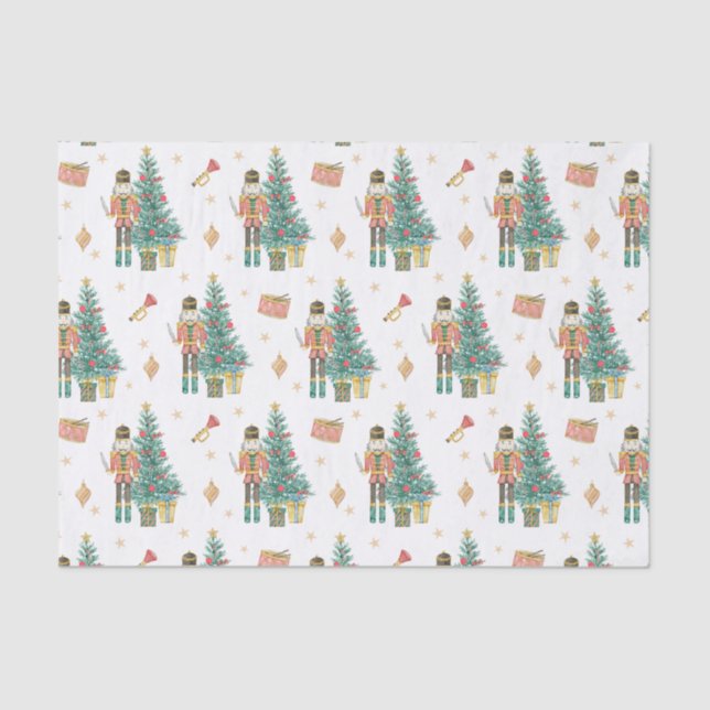 Watercolor Nutcracker and Christmas Tree   Tissue Paper (Front)
