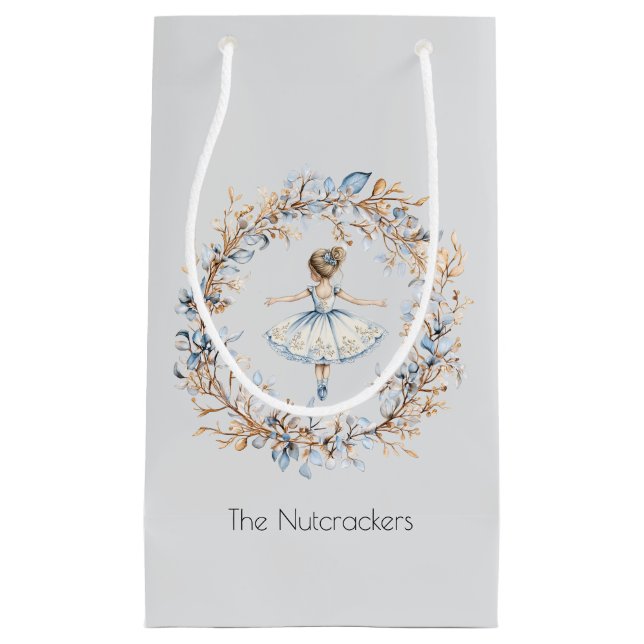 Watercolor Nutcracker Ballerina Christmas Small Gift Bag (Front)