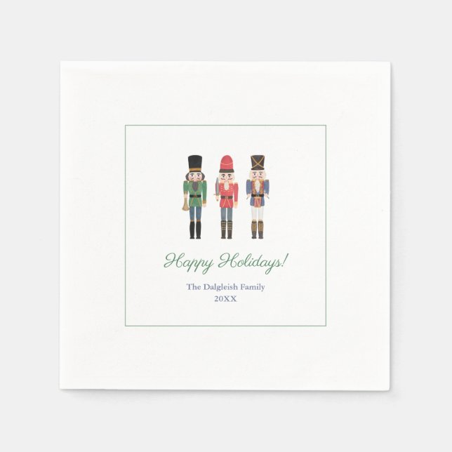 Watercolor Nutcracker Ballet Christmas Party Napkin (Front)