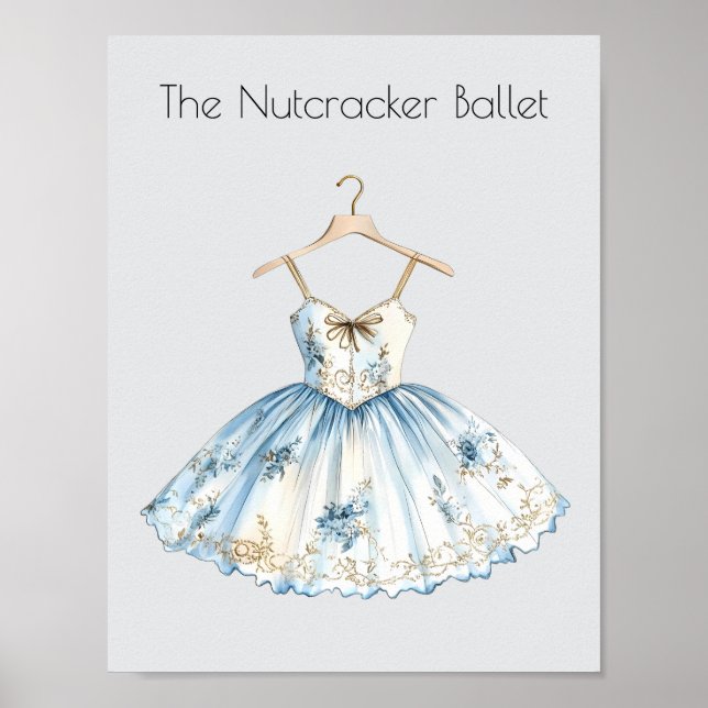 Watercolor Nutcracker Ballet Christmas Tutu Poster (Front)