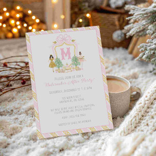 Watercolor Nutcracker Ballet Monogram Crest Party Invitation
