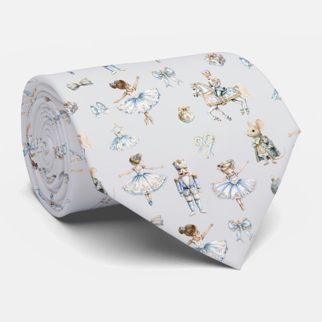 Watercolor Nutcracker Ballet Pattern Tie (Rolled)