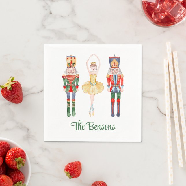 Watercolor Nutcracker Ballet Personalized Napkin (Insitu)