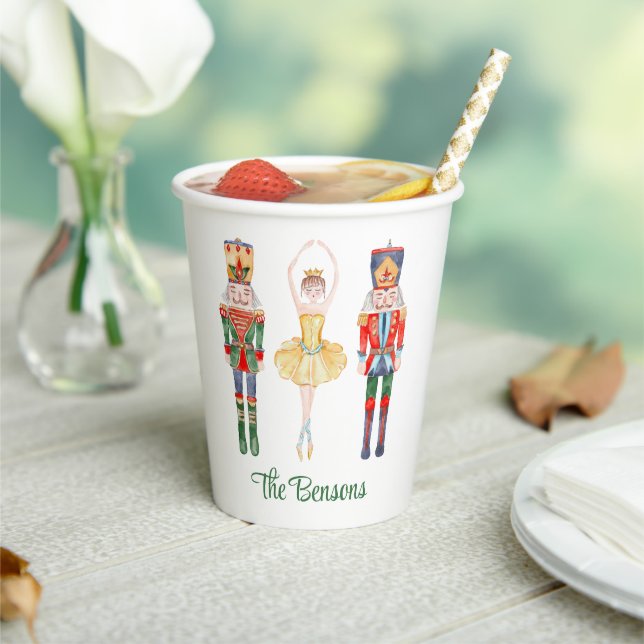 Watercolor Nutcracker Ballet Personalized Paper Cups (Insitu)