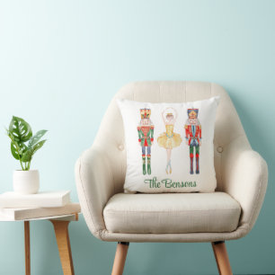 Watercolor Nutcracker Ballet Throw Pillow