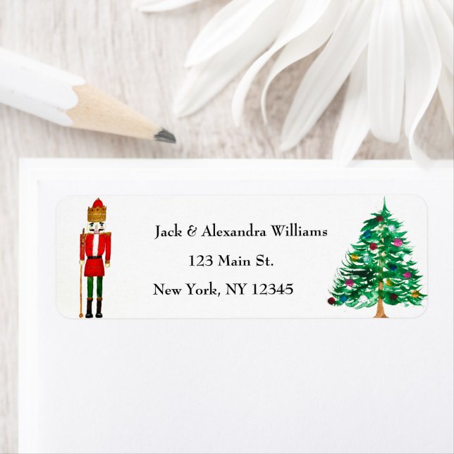Watercolor Nutcracker Christmas Adresse de retour (En situation)