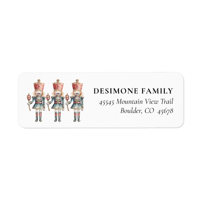 Watercolor Nutcracker Christmas Adresse de retour (Devant)