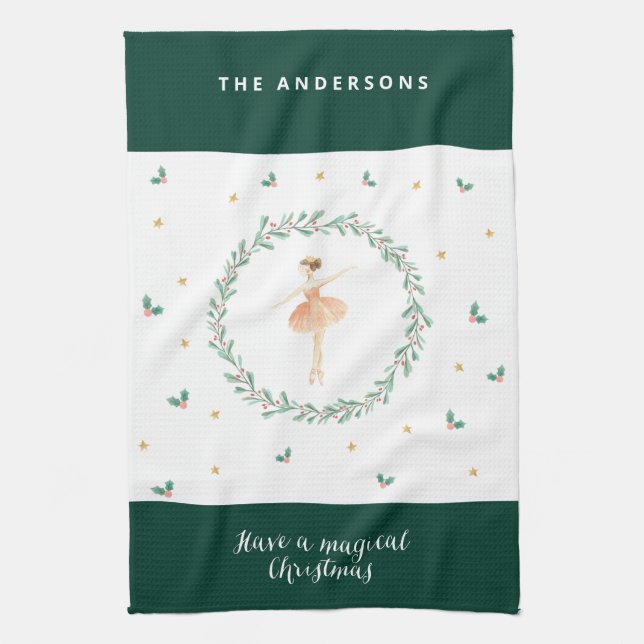 watercolor nutcracker cute family christmas kitchen towel (Vertical)
