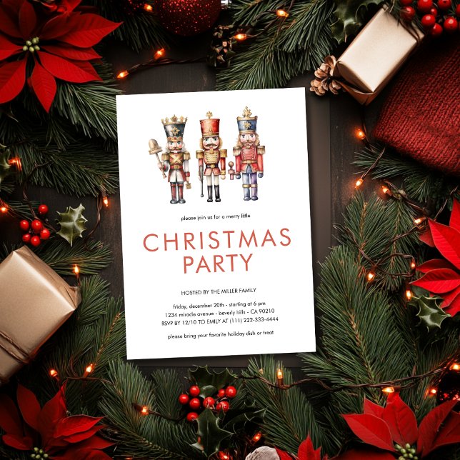 Watercolor Nutcracker Minimal Christmas Party Invitation (Creator Uploaded)
