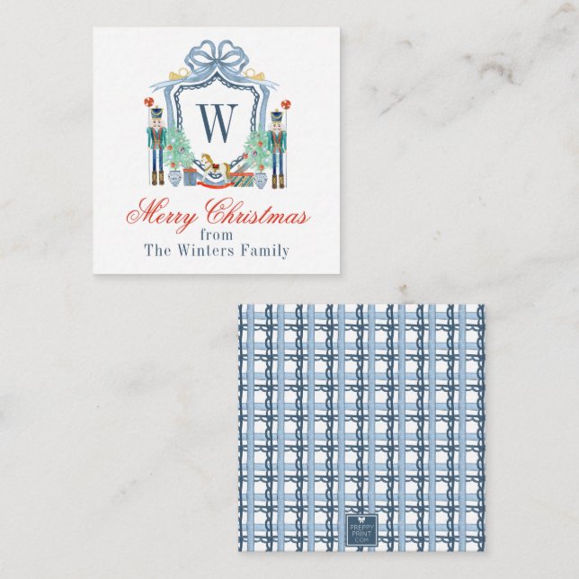 Watercolor Nutcracker Monogram Crest Christmas Card (Front/Back)