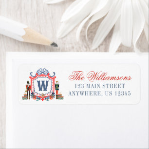 Watercolor Nutcracker Mouse Monogram Crest Address
