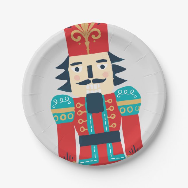 Watercolor Nutcracker Paper Plates (Front)