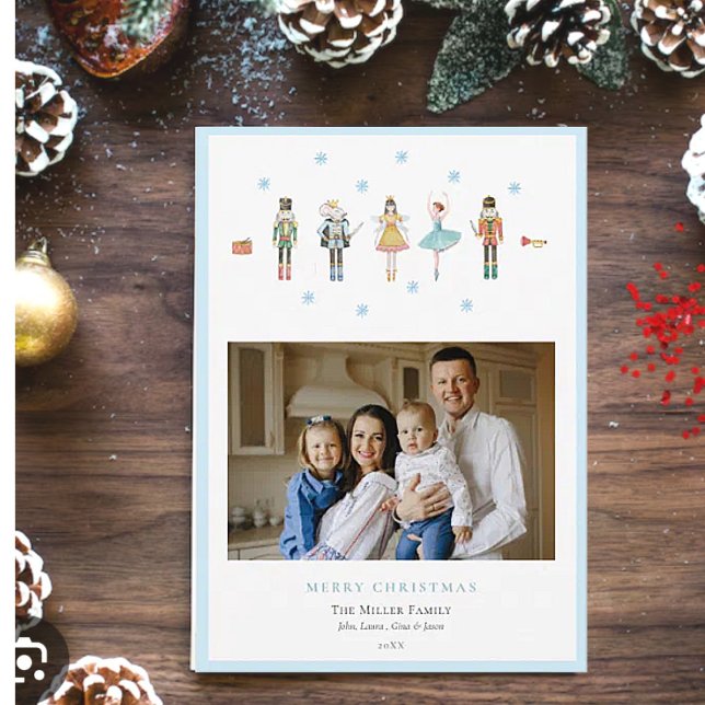 Watercolor nutcracker soldiers Photo Christmas  Holiday Card (Creator Uploaded)
