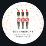 Watercolor Nutcraker Christmas Return Address Classic Round Sticker<br><div class="desc">Take the strain off sending out Christmas Holiday Cards this year with these tradiational charming watercolor Nutcracker and faux confetti Return Address Stickers. All text is easy to customize.</div>
