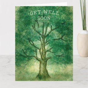 Watercolor Oak Tree Get Well Soon Card