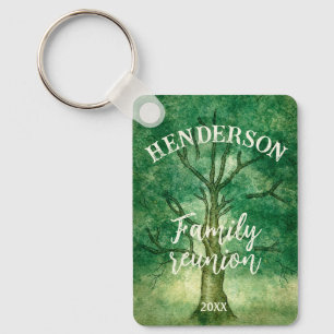 Watercolor Oak Tree Retro Rustic Family Reunion  Keychain