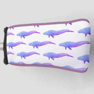 Watercolor Ocean Animal Purple Whale Golf Head Cover