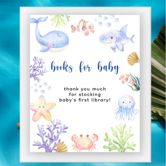 Watercolor ocean animals - Books for baby Poster (Creator Uploaded)
