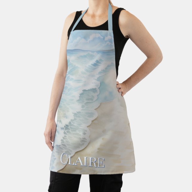 Watercolor Ocean Beach and Waves Apron (Insitu)