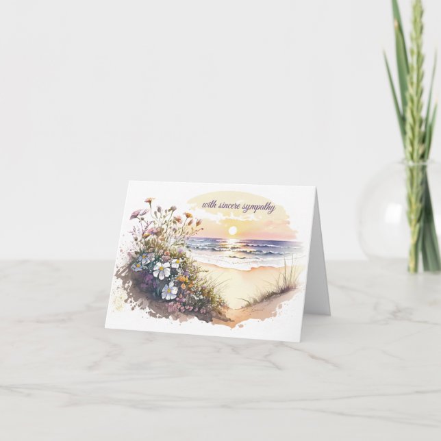 Watercolor Ocean Beach for Sympathy Card (Front)