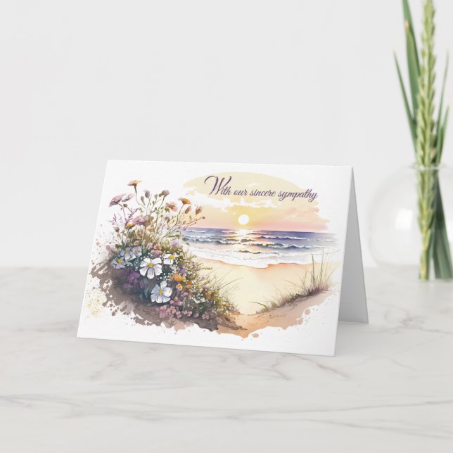 Watercolor Ocean Beach for Sympathy Card (Front)