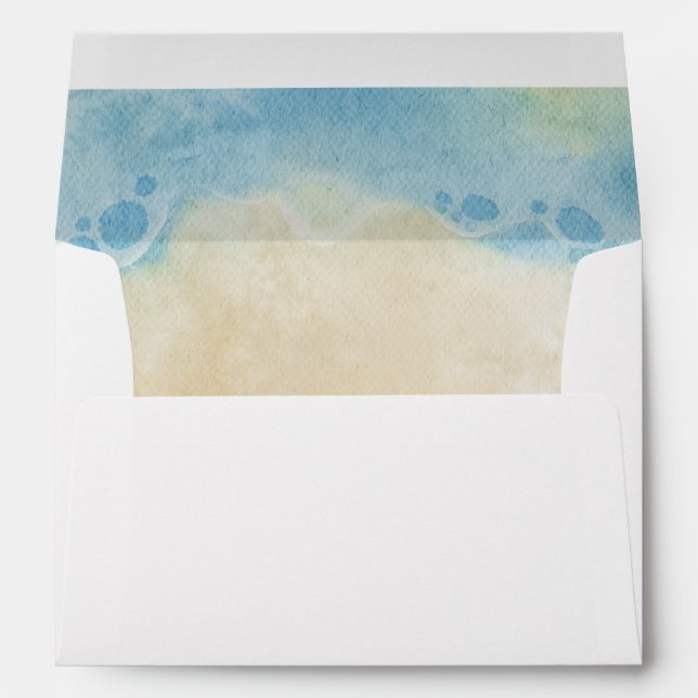 Watercolor Ocean Beach Mariage été Enveloppe (Dos (Bas))