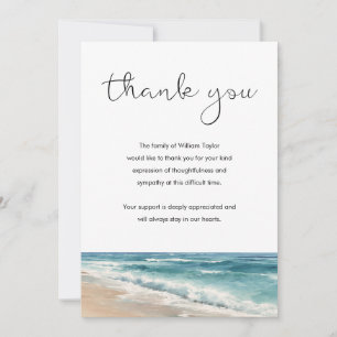 Watercolor Ocean Beach Peaceful Funeral Thank You Card