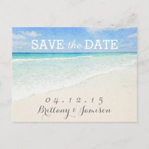 Watercolor Ocean Beach Save the Date Postcard