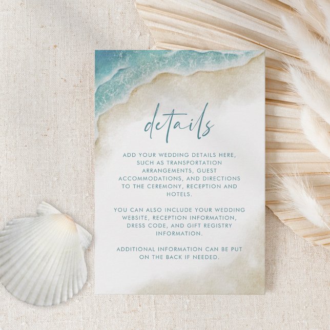 Watercolor Ocean Beach Summer Wedding Details Enclosure Card (Creator Uploaded)
